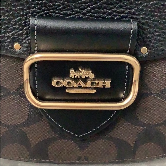 Coach CE567 Morgan Saddle Bag In Colorblock Brown & Black Gold Rivets - NWOT - Picture 9 of 14